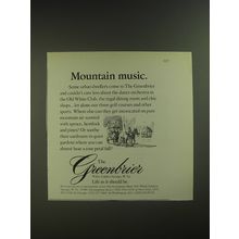 1974 The Greenbrier Resort Ad - Mountain music