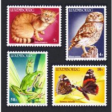 Luxembourg Birds Owl Wildcat Frog Butterfly Endangered Fauna 4v 1985 MNH