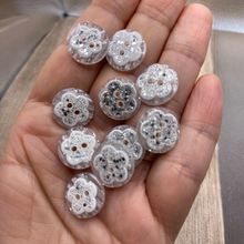 Silver Glitter Flower Flat 2 Hole Buttons 4 Size Resin Round Sewing Knitting