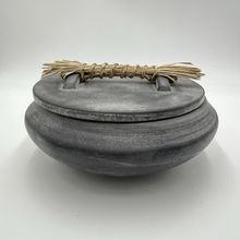 Anthropologie Mozu Trinket Dish Large Black Matte Ceramic Covered Vase