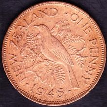 1945 New Zealand 1 Penny Coin