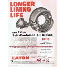 EATON MFG COMPANY 1955 air brakes longer lining life vintage ad