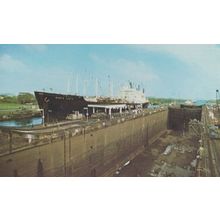 Cargo Ship Through Gatun Locks Postcard