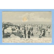 New Jersey Asbury Park Low Tide View Of Crowded Beach At Low Tide w/Bather~836
