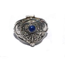 Sterling Silver Bali Hand-Made Poison Ring with Genuine Lapis