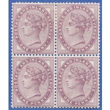 GB QV 1881 1d LILAC SG172 GMM BLOCK OF 4