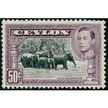 Ceylon 1946 50c black & mauve Perf 12 SG394e unused