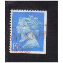 1990 GB QUEENS 15P BRT BLUE F/U SG1475L