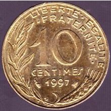 1997 France 10 Centimes Coin