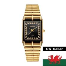 Latest Black Square Tank Face Gold Stainless Steel Movable Clasp Bracelet Watch