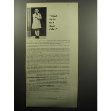 1951 Foster Parents' Plan for War Children Ad - I shall try to be a good child