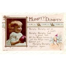 Humpty Dumpty Childrens Nursery Rhyme Old Real Photo Postcard