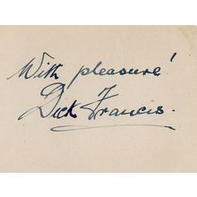 Dick Francis Book Author Vintage Hand Signed Autograph Page