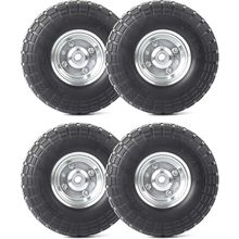 AR-PRO (4-Pack) 10-Inch Solid Rubber Tire Wheels - Replacement 4.10/3.50-4" Flat