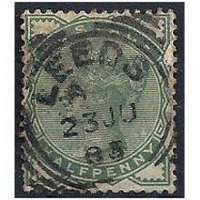 1880 - SG164 1/2d Deep Green Good/Fine Used Leeds CDS.