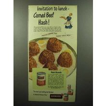 1948 Armour Corned Beef Hash Ad - Invitation to Lunch