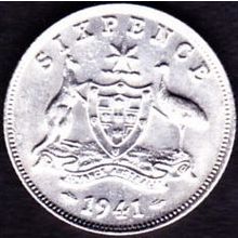 1941 Australia 1 Sixpence coin