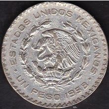 1958 Mexico 1 Peso Silver Coin Pavon