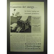 1933 Burroughs Electric Carriage Typewriter Ad - Energy