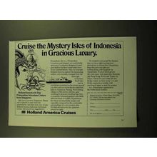 1978 Holland America Cruises Ad - Isles of Indonesia