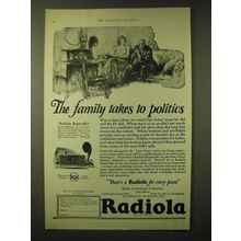 1924 RCA Radiola Regenoflex Radio Ad - The family takes to politics