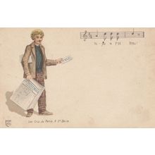 Yo Yeus De Petit Bleu Newspaper Vendor Antique French Sheet Music Postcard