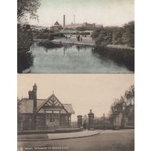 Entrance To Mesnes Park 2x Antique Wigan Postcard s