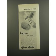 1953 Elizabeth Arden My Love Bath Set Advertisement