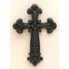 Fleur De Lis Wall Cross Cast Iron