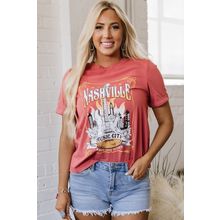 Mineral Red Nashville Music City Graphic Retro Fashion Tee
