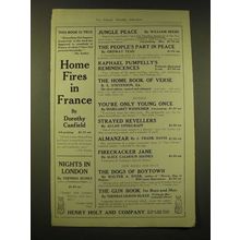 1918 Henry Holt and Company Ad - Home Fires in France