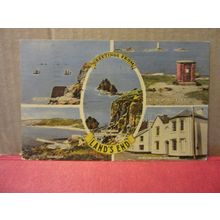 multiview, LAND'S END, CORNWALL .. used vintage postcard 1954 pm #