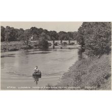 Welsh Coracle Fisherman Fishing Wales in Boat Old Postcard