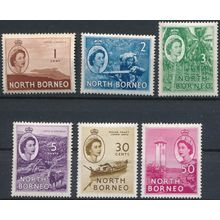 QEII: 6 Values - North Borneo 1954 - NM H - SG 372/4, 376 & 381/2