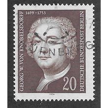 BERLIN -1974 20pf 'GEORG W VON KNOBELSDORFF' FINE USED (EBID60-734)