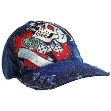 Embroidery Tattoo Cap - Gambling (Washed Cotton) - Denim -HT-BSGA100DN