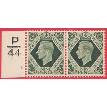 GB KGVI 1939 9d OLIVE GREEN SG473 MOUNTED MINT PAIR CONTROL P44 2