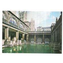 THE ROMAN BATHS & ABBEY, BATH. unused vintage postcard by Harvey Barton /