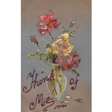 The Name Mo Moe I Love You Thinking Of Romance REAL GLITTER ANTIQUE Postcard