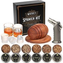 Whiskey Smoker Kit with Torch - 6 Flavors Wood Chips, 2 Glasses, 2 Ice Ball Mold