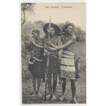 Cape Cabo Verde : SAO VICENTE : Costumes Natives early 20th C. RPPC