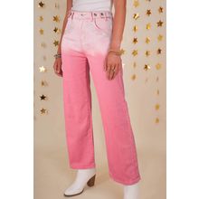 Pink Scattering Rhinestone Gradient Denim Pants