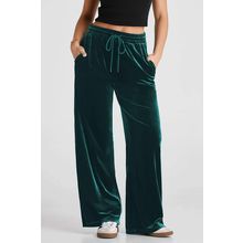 Evergreen Solid Drawstring Waist Wide Leg Pants