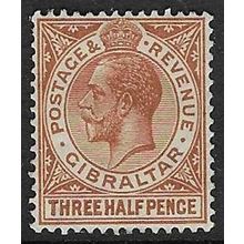GIBRALTAR 1921-30 GEORGE V WMK MULTI SCRIPT CA 1½d MINT HINGED SG91