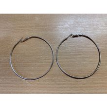 VINTAGE SILVER TONE METAL HOOP EARRINGS 7.37 GRAMS 6.75cm-WIDE (P3)