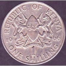 1966 Kenya 1 Shilling Coin