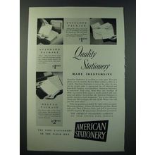 1948 American Stationery Ad - Quality Stationery Made Inexpensive