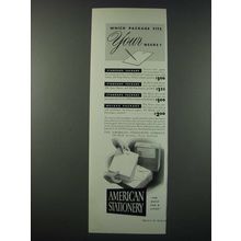 1948 American Stationery Ad - Which Package Fits Your Needs?