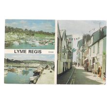 LYME REGIS multiview . used vintage postcard 1978 postmark ..Harvey Barton =