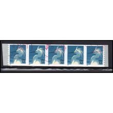 Used 3829 37c Snowy Egret Fine Strip of 5 PAL4427